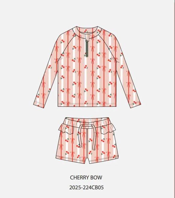 Uzun Kollu Alt Üst Mayo - Cherry Bow