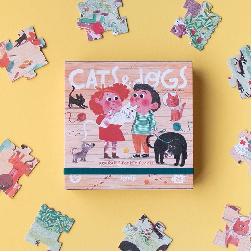 Londji Cats & Dogs Mini Çift Taraflı Puzzle