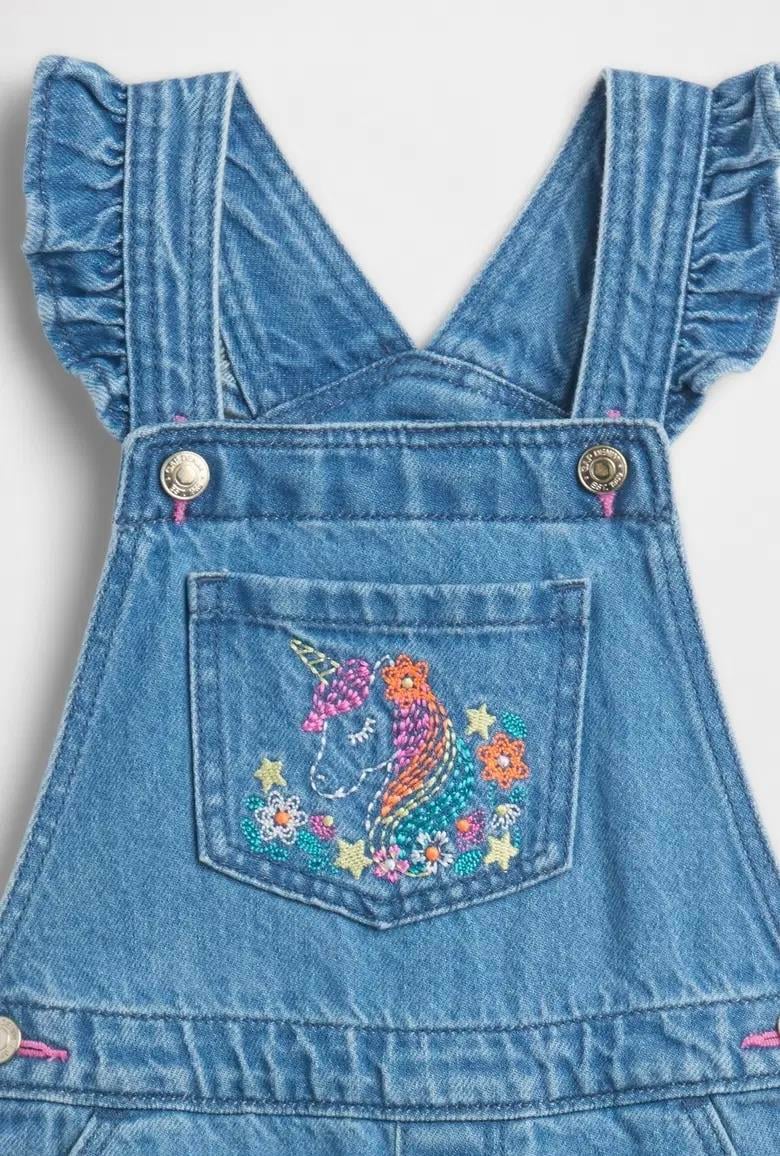 Kız Bebek | BabyGap İşlemeli Denim Tulumu