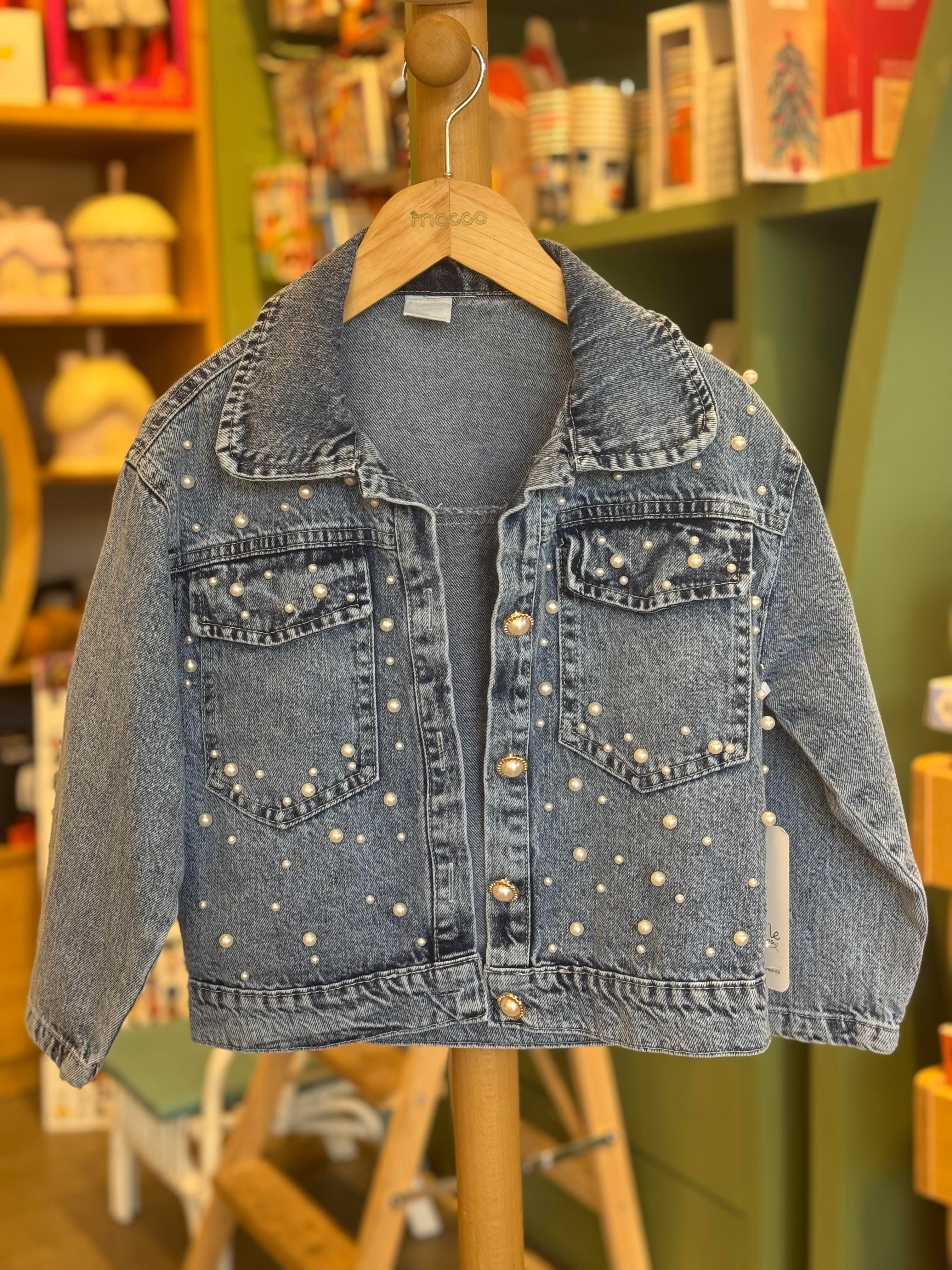 İnci Detaylı Denim Ceket