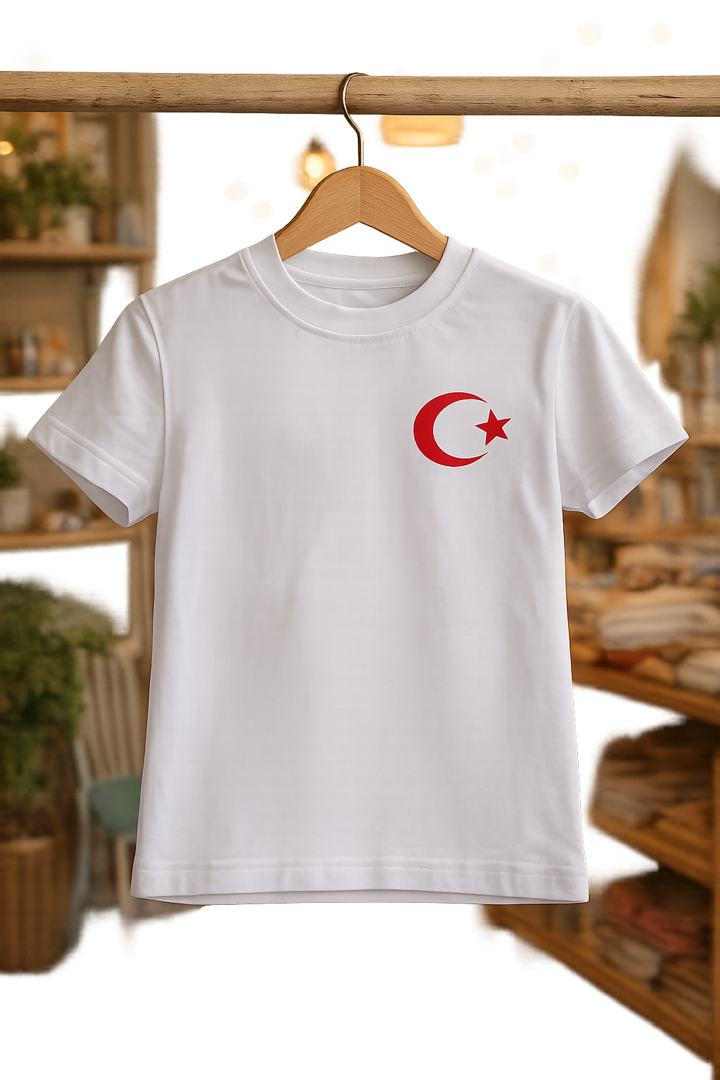 AY YILDIZ KABARTMA BASKILI TSHİRT