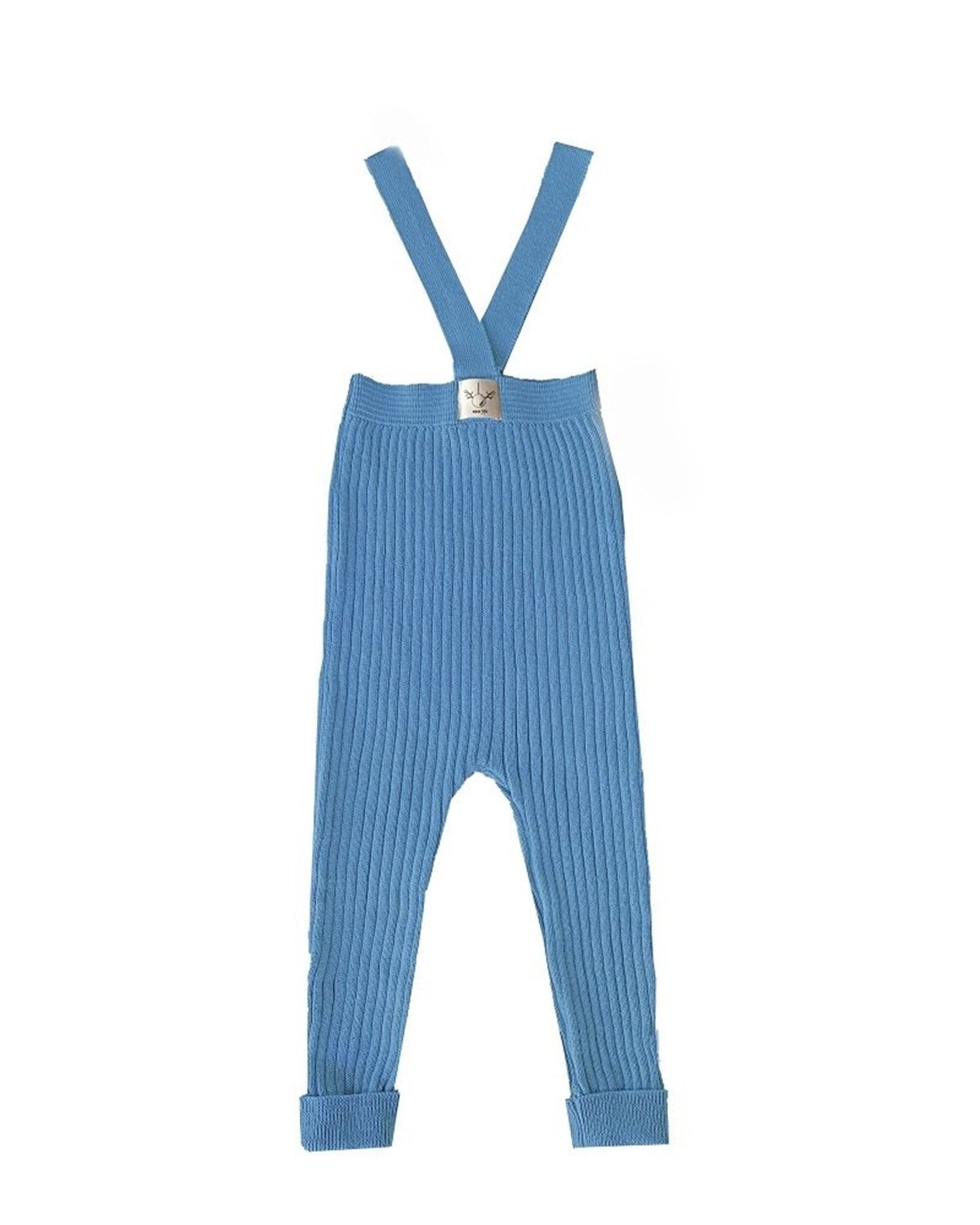 Askılı Organik Triko Bebek Taytı - Indigo