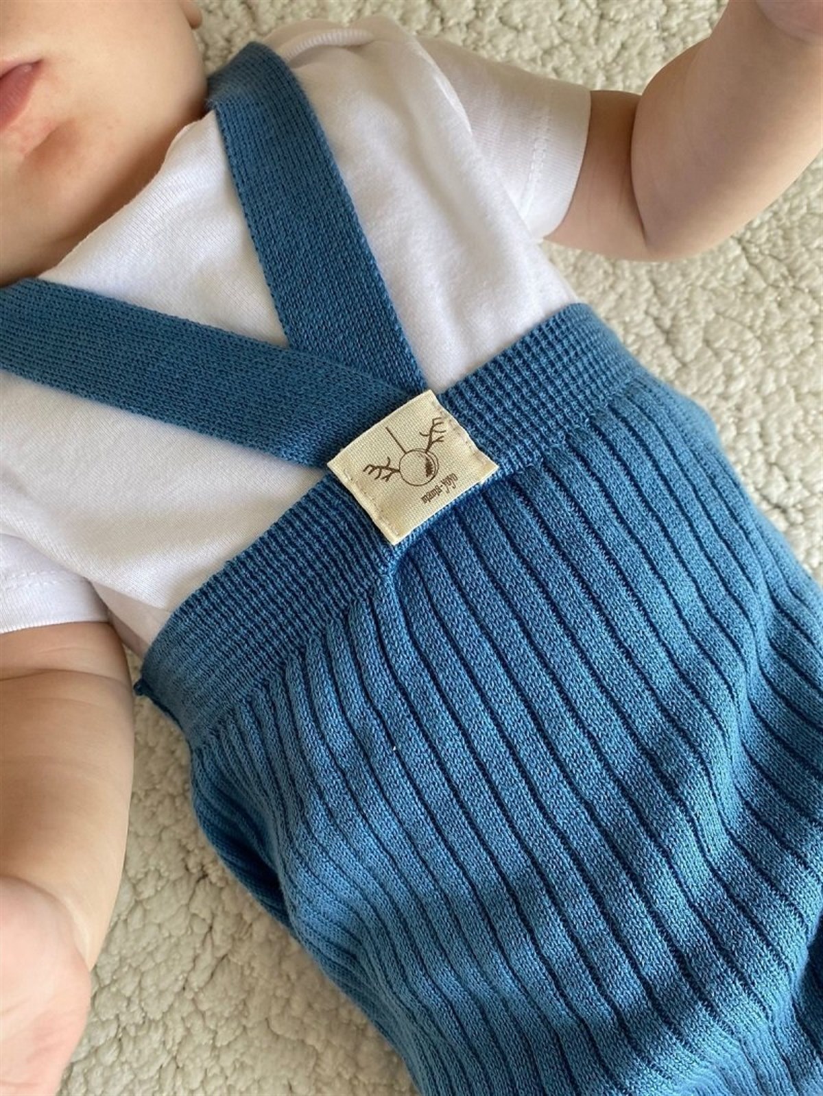 Askılı Organik Triko Bebek Taytı - Indigo