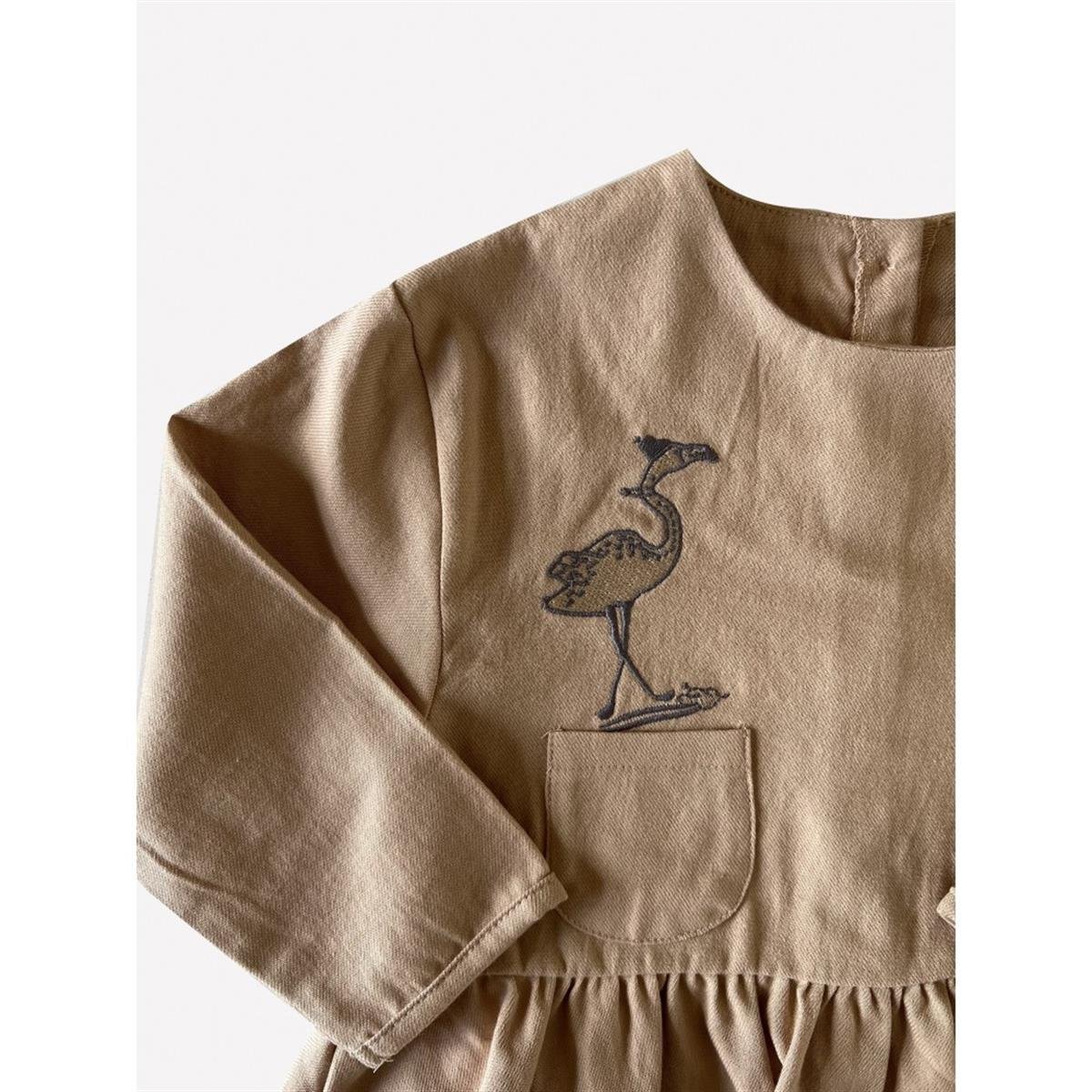 Auntie Me Organik Brush 'Flamingo Surfing' Dokuma Bluz