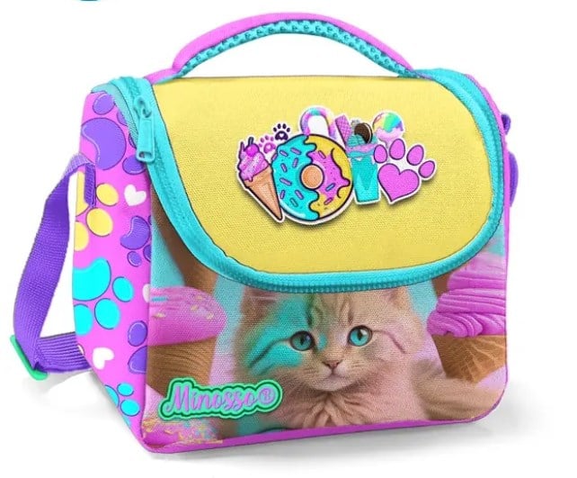 Kedi Desenli Kız Çocuk Thermo Beslenme Çantası 