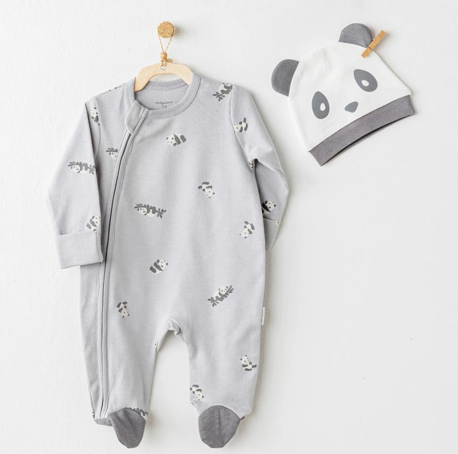 AC26023 BEBEK TULUM TAKIM ROMPER HAT SET KEEP SMILING