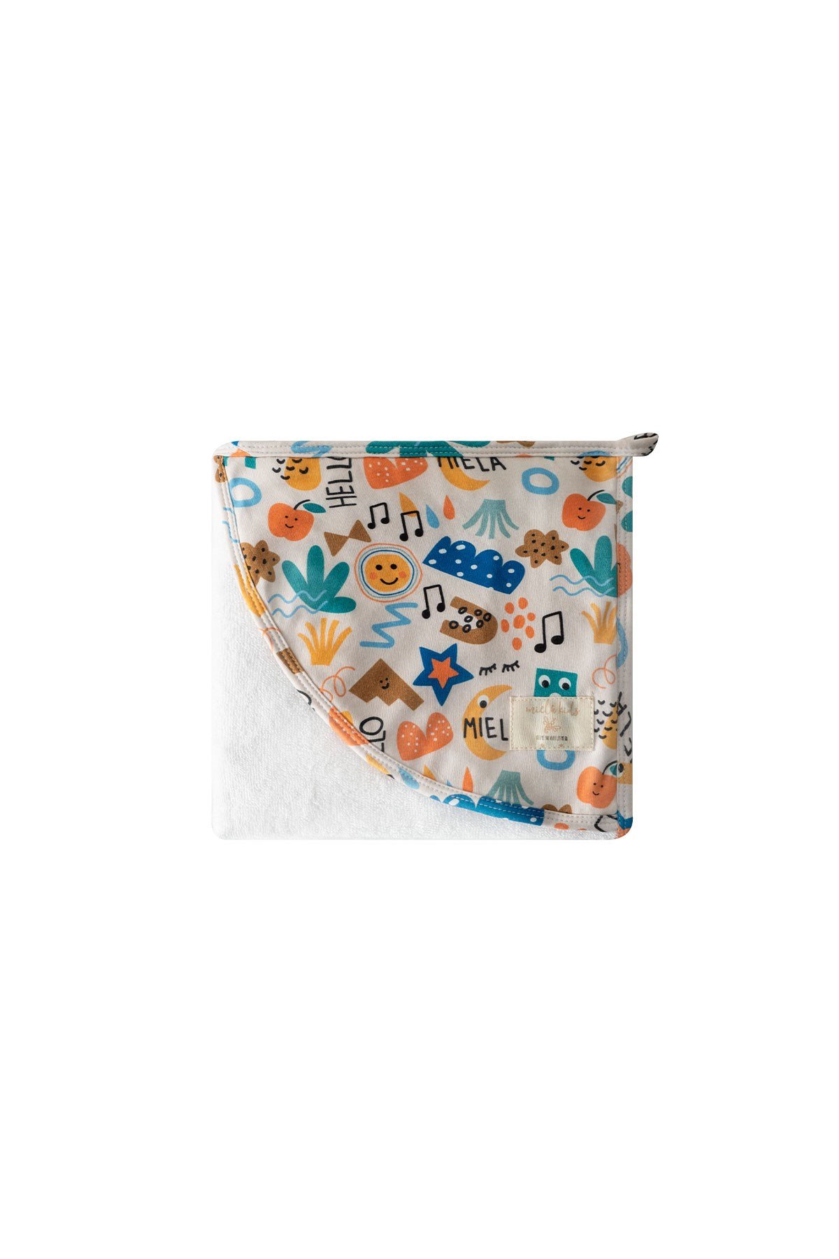 Başlıklı Kundak Banyo Havlusu - Happy Doodles