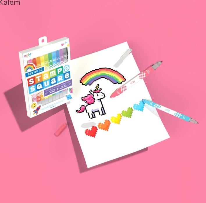 Ooly Stamp-A-Square Çift Uçlu 12'li Keçeli Kalem