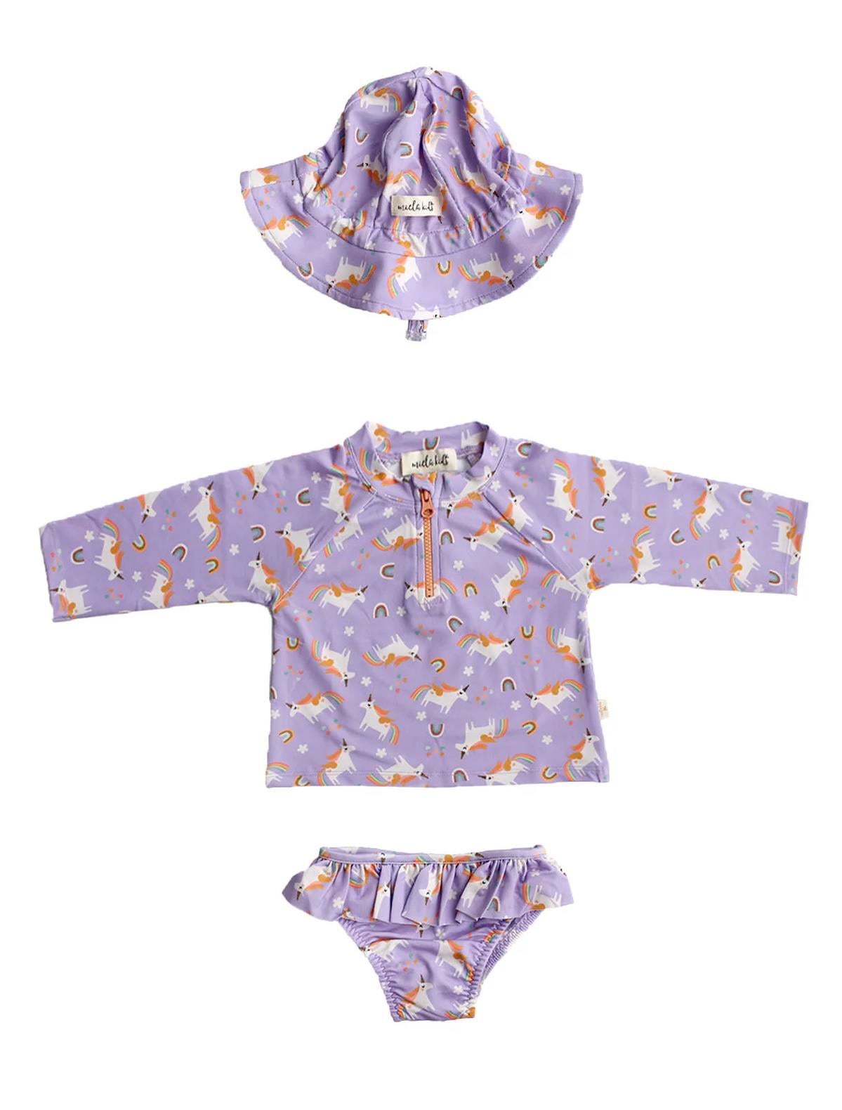 Uzun Kollu Mayo Set - Rainbow Unicorn Lilac