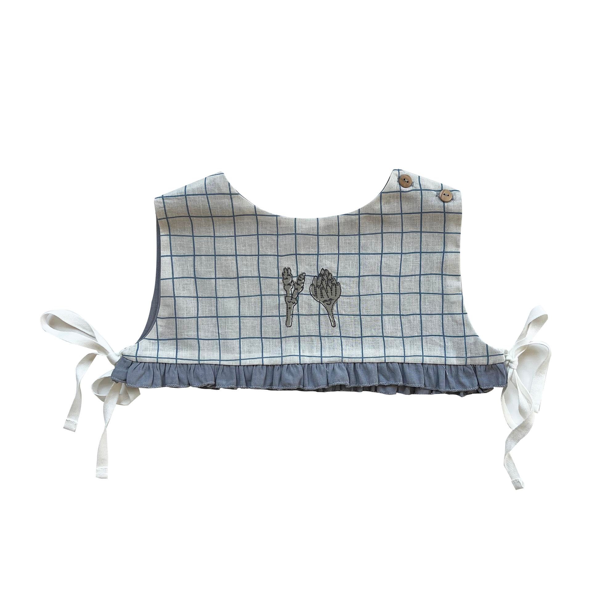WIDE CHECKED ‘ASPARAGUS & ARTICHOKE' BIB