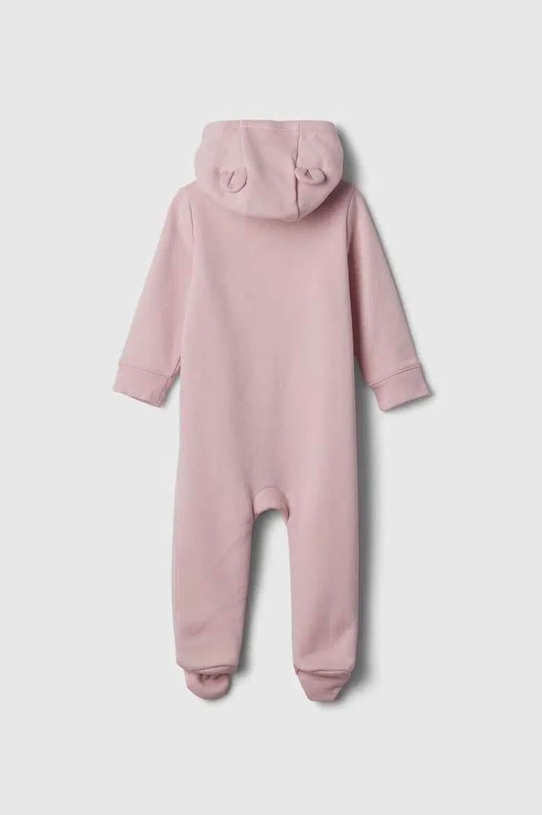 Gap Logo Kulak Aplikeli Fermuarlı Fleece Tulum- Pembe