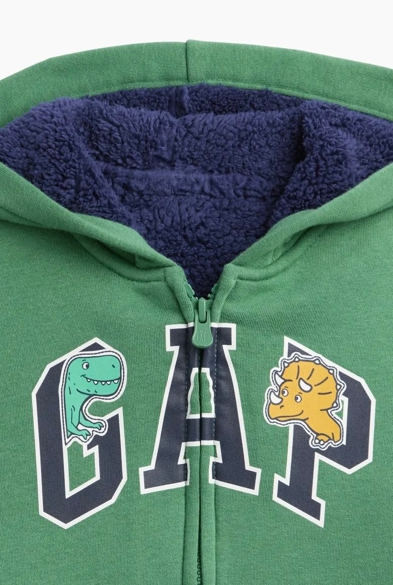 Erkek Bebek | Gap Logo Sherpa Fermuarlı Sweatshirt - Siyah