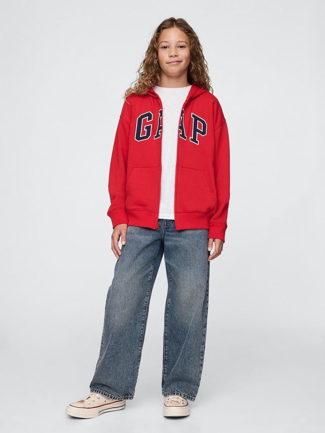 Erkek Çocuk | Gap Logo Relaxed Fermuarlı Sweatshirt - Kırmızı