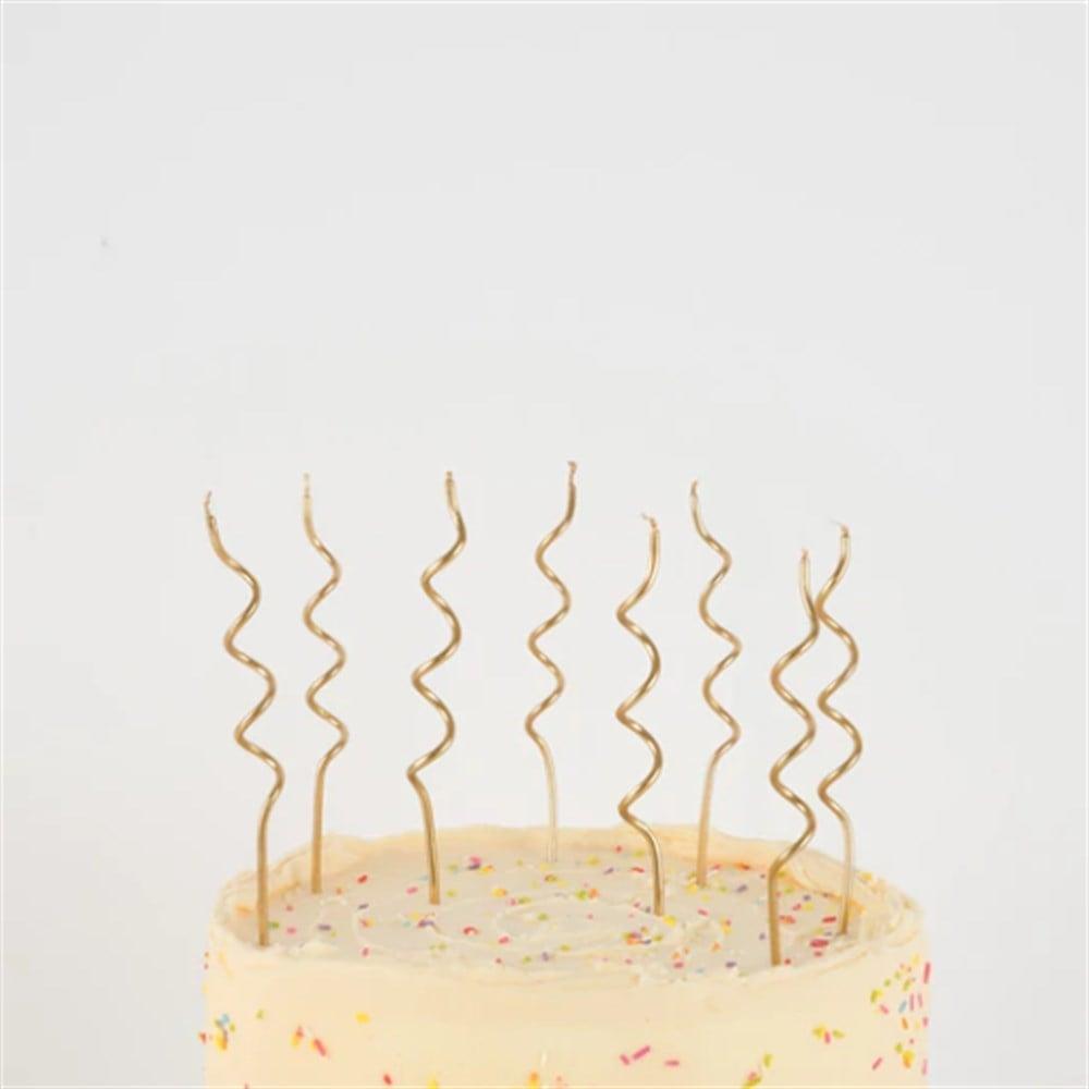 Meri Meri - Gold Swirly Candles - Altın Kıvrımlı Mumlar - 20'li