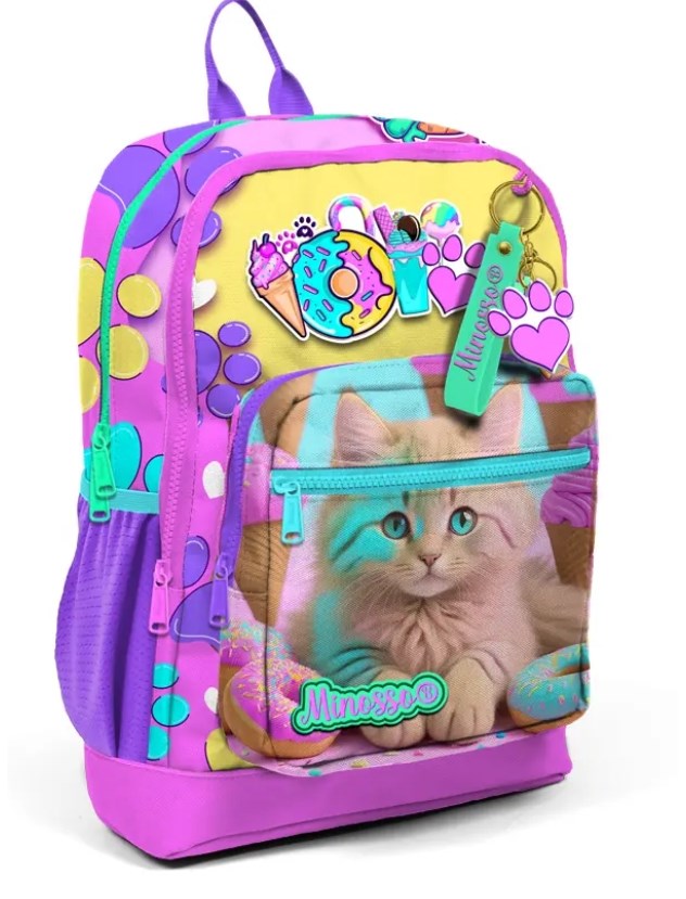 Kedi Desenli Kız Çocuk İlkokul Sırt Çantası