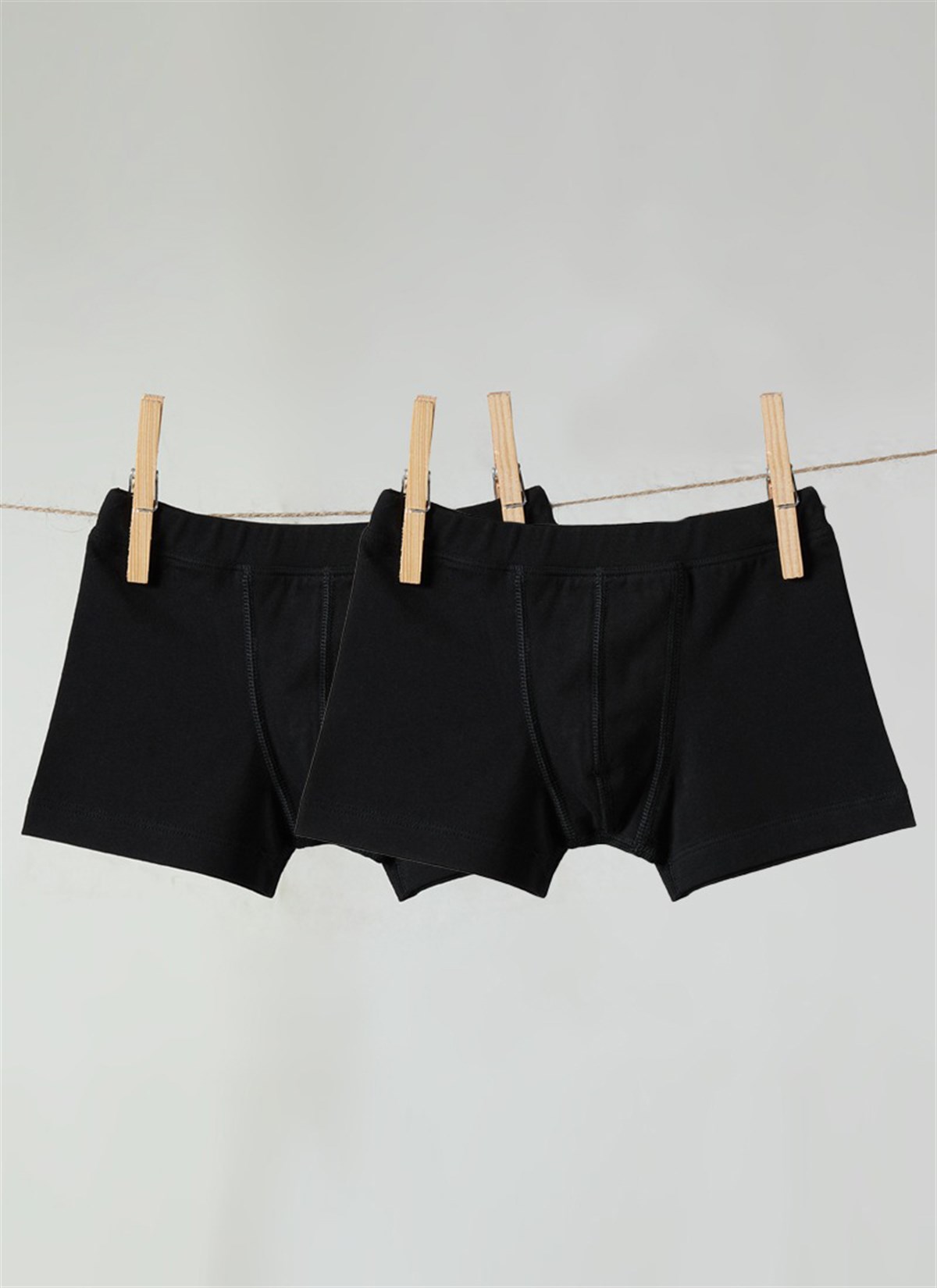 Erkek Çocuk Organik Boxer 2'li Paket 9401 - Siyah