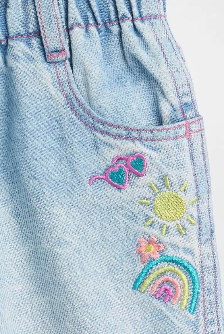 Kız Bebek | İşlemeli Paperbag Mom Jean Şort