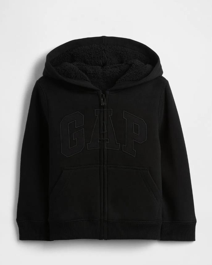 Erkek Bebek | Gap Logo Sherpa Fermuarlı Sweatshirt - Siyah