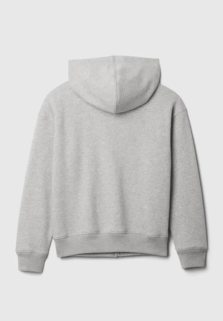 Erkek Çocuk | Relaxed Gap Logo Fermuarlı Sweatshirt (Polarlı) - Gri