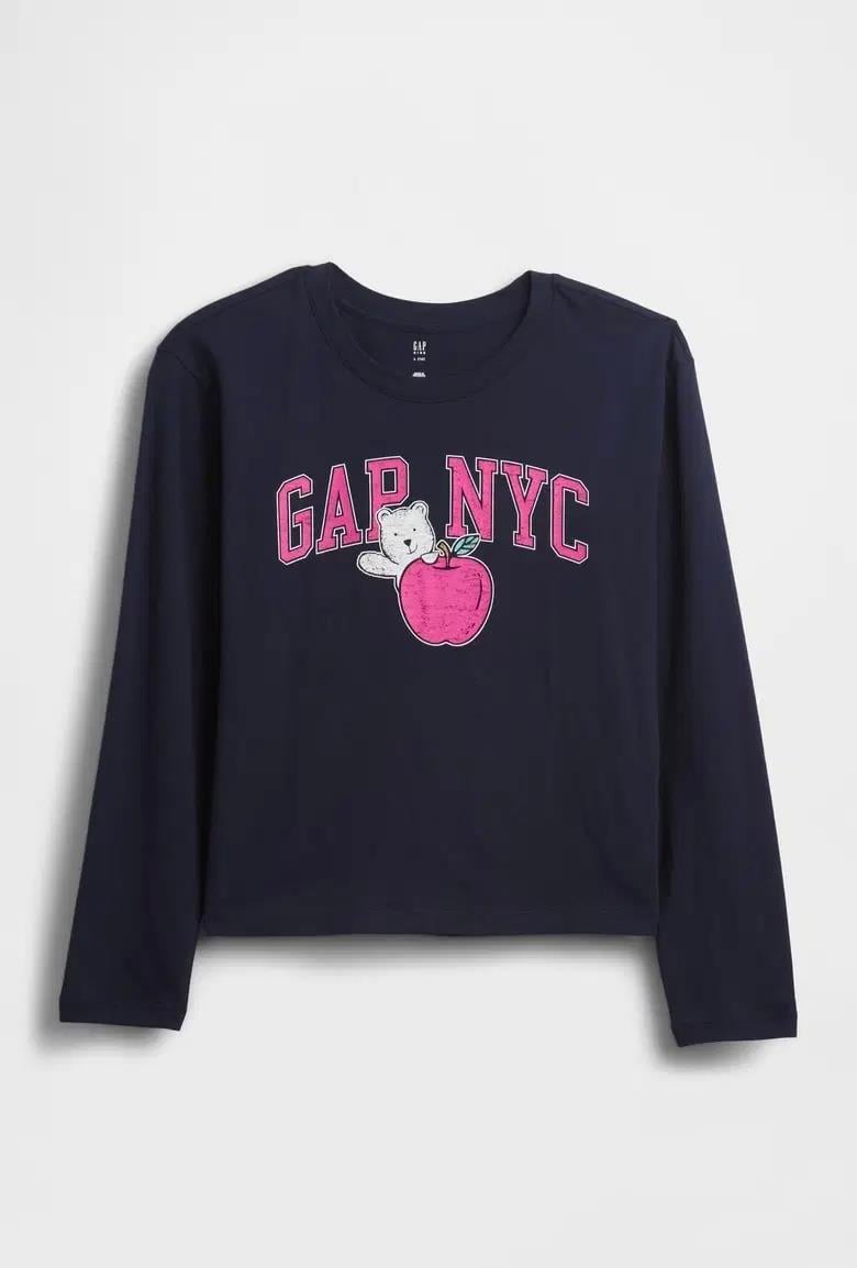 Kız Çocuk | Relaxed Grafik Logo T-Shirt - Lacivert 