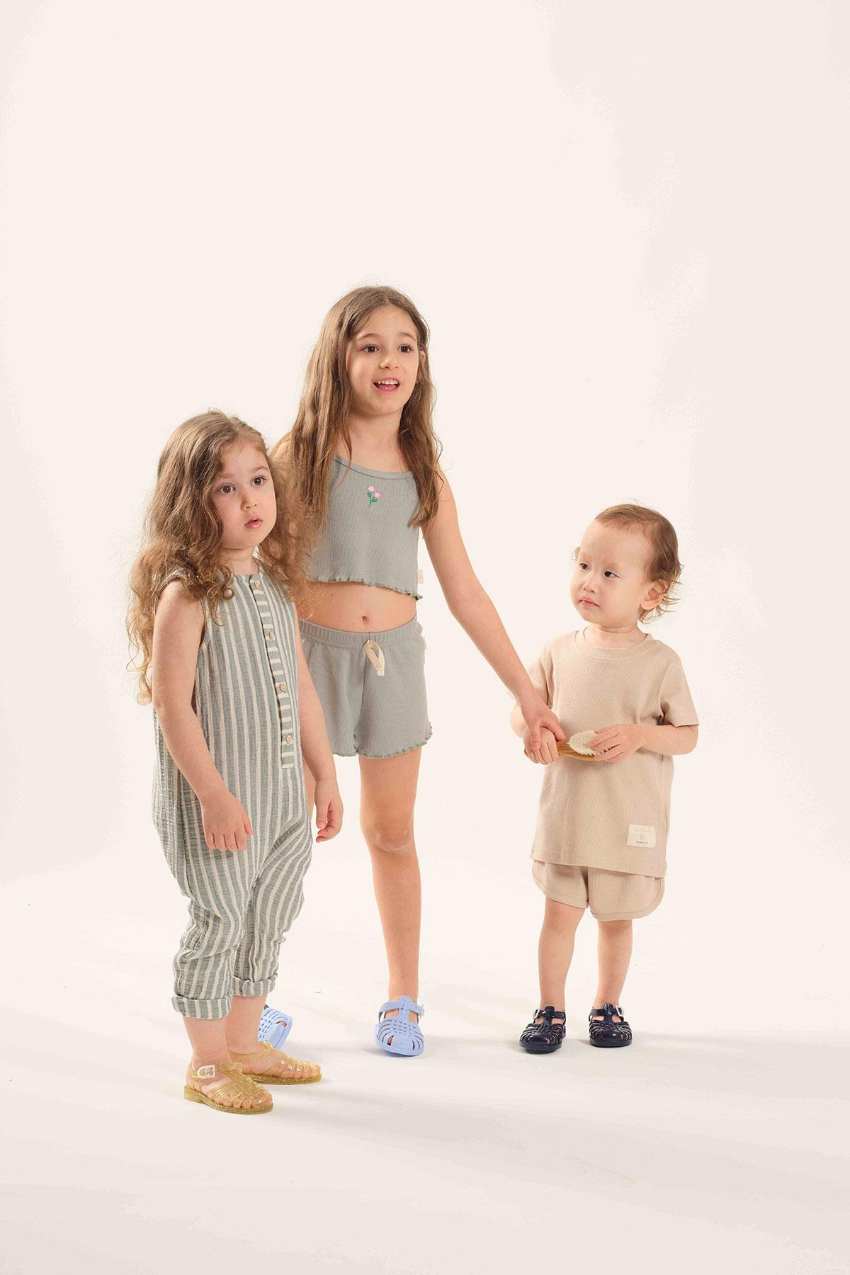 Flora Nakışlı Crop Fitilli Takım - Mint