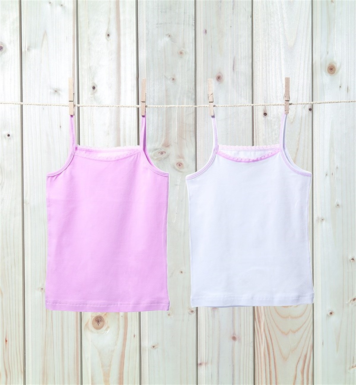 Kız Çocuk İnce Askılı Atlet 2li Paket Renkli