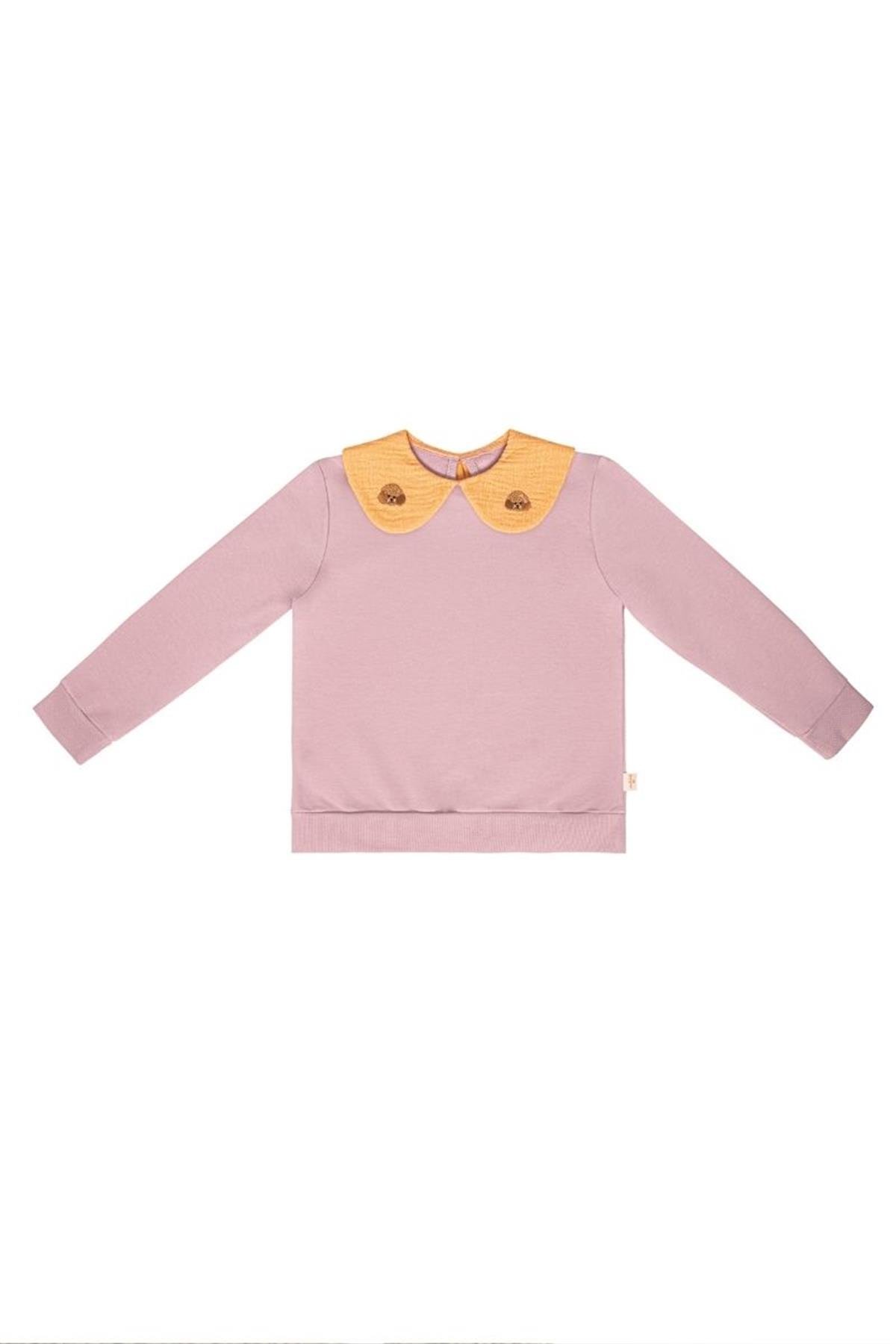 Müslin Yaka Detaylı Sweatshirt - Lila