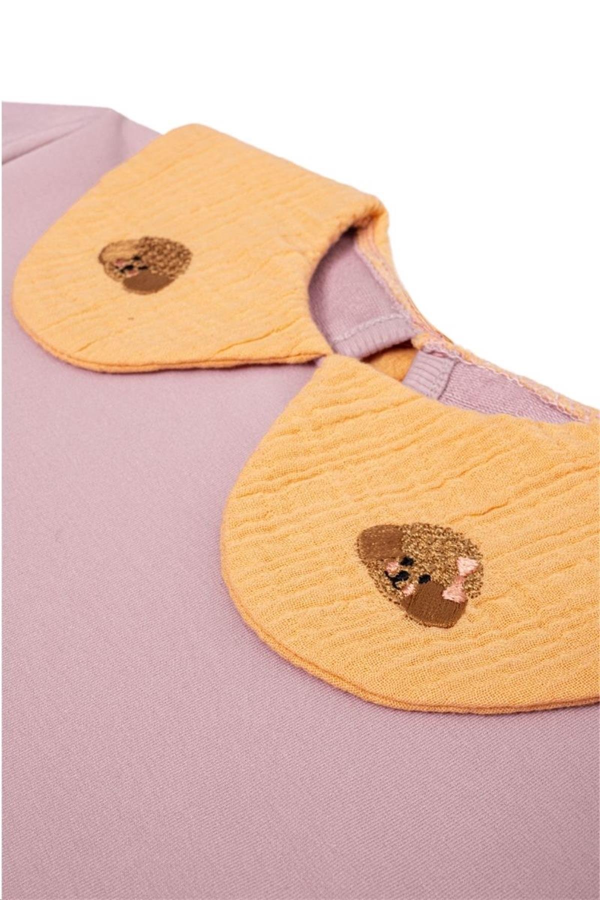 Müslin Yaka Detaylı Sweatshirt - Lila