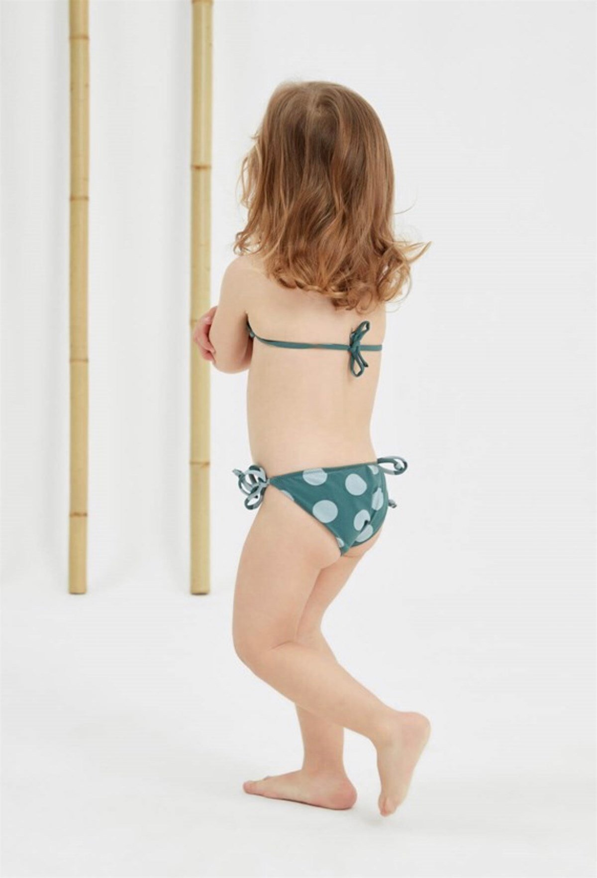 Peralina Alice / Yeşil Puantiyeli Çocuk Üçgen Bikini