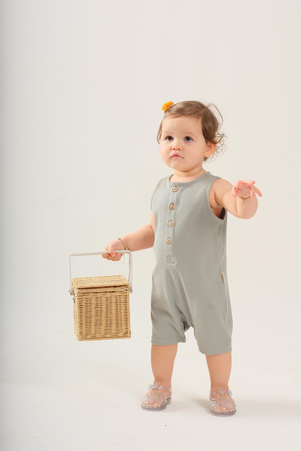 Worker Fitilli Bebek Tulum - Mint