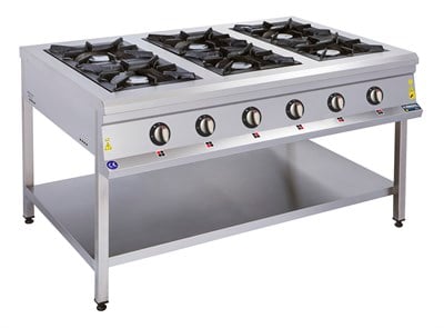 6 GÖZLÜ GAZLI CE BELGELİ TABAN RAFLI OCAK 150X100X85 GAZMER ONAYLI GÖRKEM 