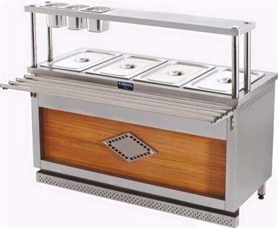 GÖRKEM YEMEKLİK 3+1 SELF SERVİS TEZGAHI ELEKTRİKLİ SULU SİSTEM 3 SICAK BİR SOGUK 