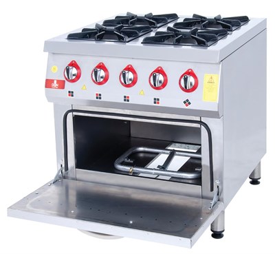 DRN 4 LÜ KUZİNE GAZLI VE LPG CE BELGELİ 4 OCAK 1 FIRIN GAZMER ONAYLI 80X85X85