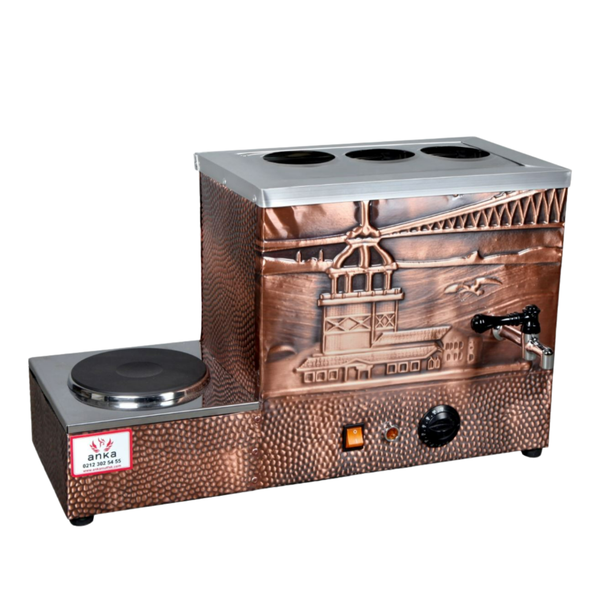 Anka Eko Bakır Çay Kazanı EBE3-PANKAAnka Eko Bakır Çay Kazanı EBE3-P3 Demlikli Çay KazanlarıAnka Eko Bakır Çay Kazanı EBE3-P