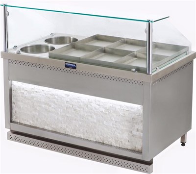 GÖRKEM 4+2 BENMARİ YEMEKLİK  ELEKTRİKLİ 4 YEMEK 2 ÇORBA 140X90X85 LEDLİ DOĞAL TAŞLI  