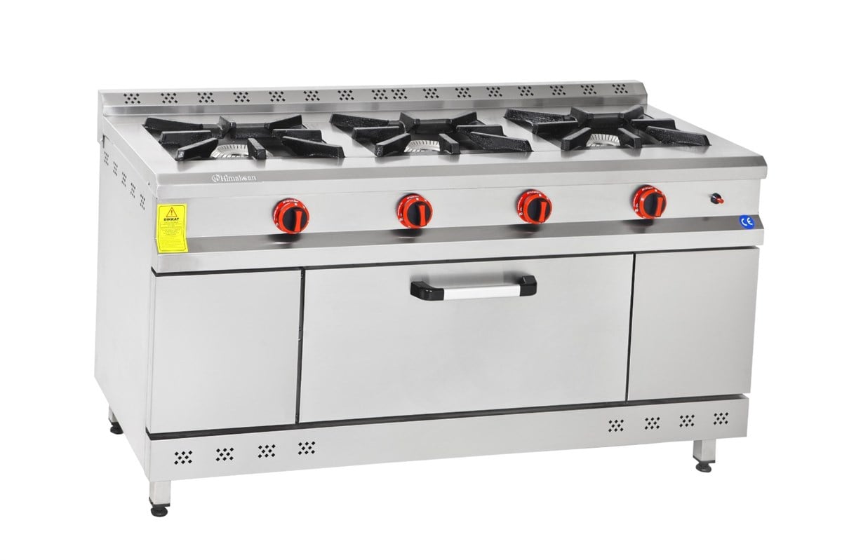 HİMAKSAN 3,LÜ KUZİNE 3 OCAK 1 FIRIN GAZMER ONAYLI GAZLI LPGLİ CE BELGELİ 150X60X85 