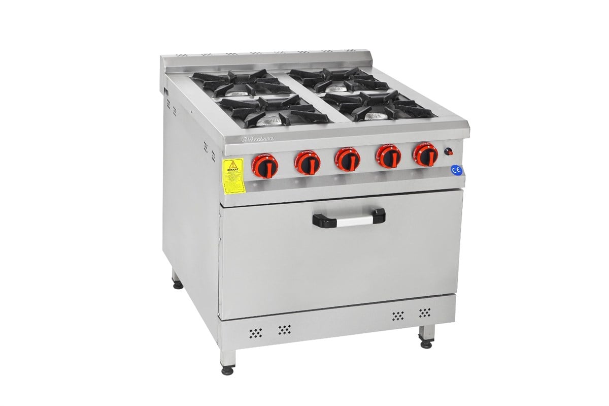 HİMAKSAN 4,LÜ KUZİNE 4 OCAK 1 FIRIN GAZMER ONAYLI GAZLI LPGLİ CE BELGELİ 80X80X85 