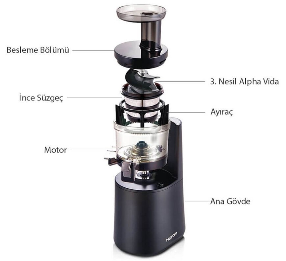 HUROMHUROM HAA ALPHA SLOW JUICER GECE MAVİSİKatı Meyve SıkacaklarıHUROM HAA ALPHA SLOW JUICER GECE MAVİSİ