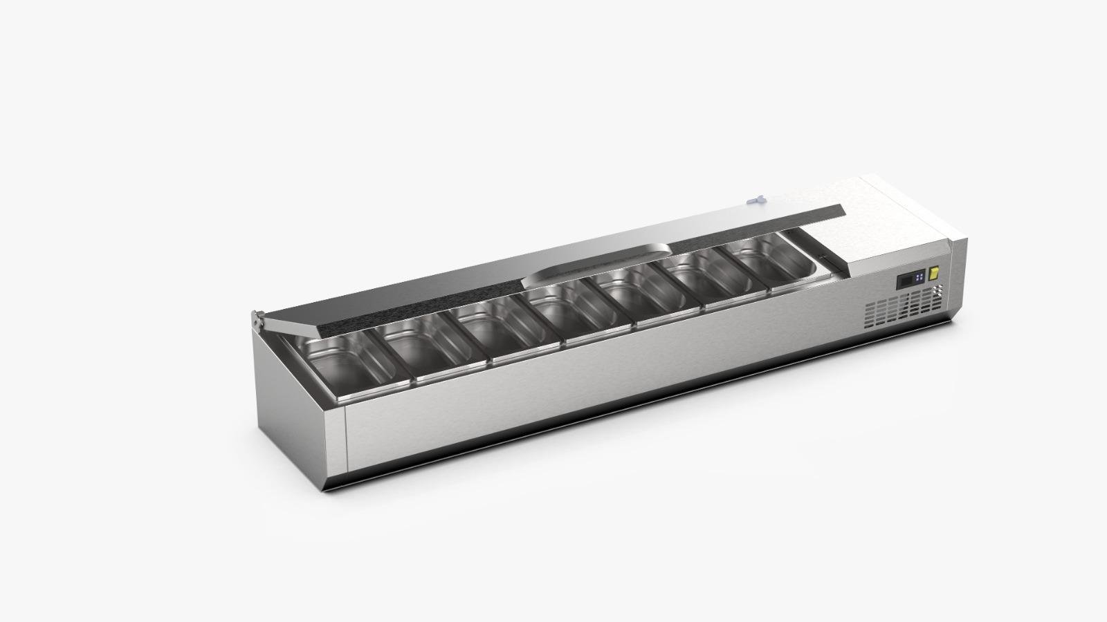 Ndustrio Soğutmalı Set Üstü Saladbar Paslanmaz Kapak GN 1/4 7 Küvetli TTR-150-SCNDUSTRİONdustrio Soğutmalı Set Üstü Saladbar Paslanmaz Kapak GN 1/4 7 Küvetli TTR-150-SCSet Üstü Saladbar ve Sushi DolaplarıNdustrio Soğutmalı Set Üstü Saladbar Paslanmaz Kapak GN 1/4 7 Küvetli TTR-150-SC