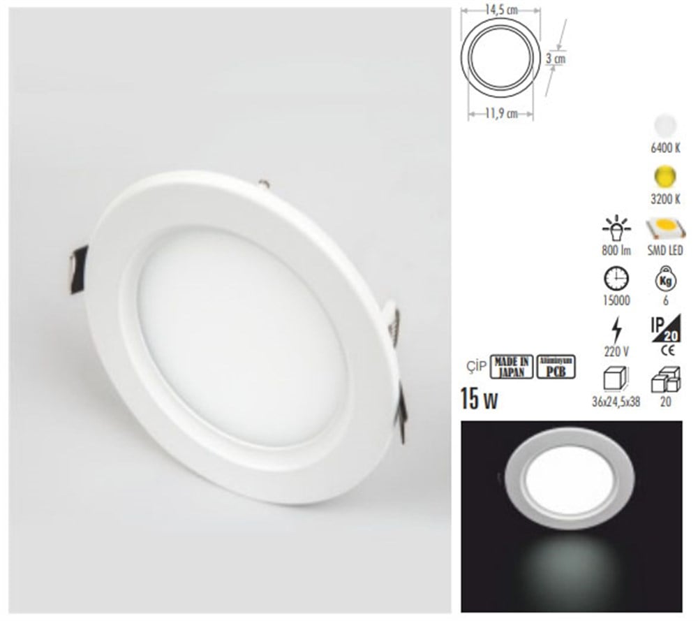 10W PANEL LED ARMATÜR (YUVARLAK)