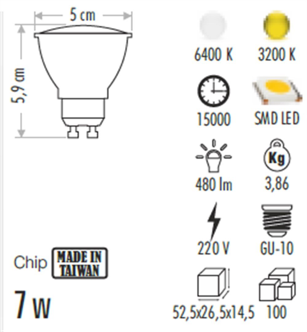 7W Led Ampul GU10 Duylu