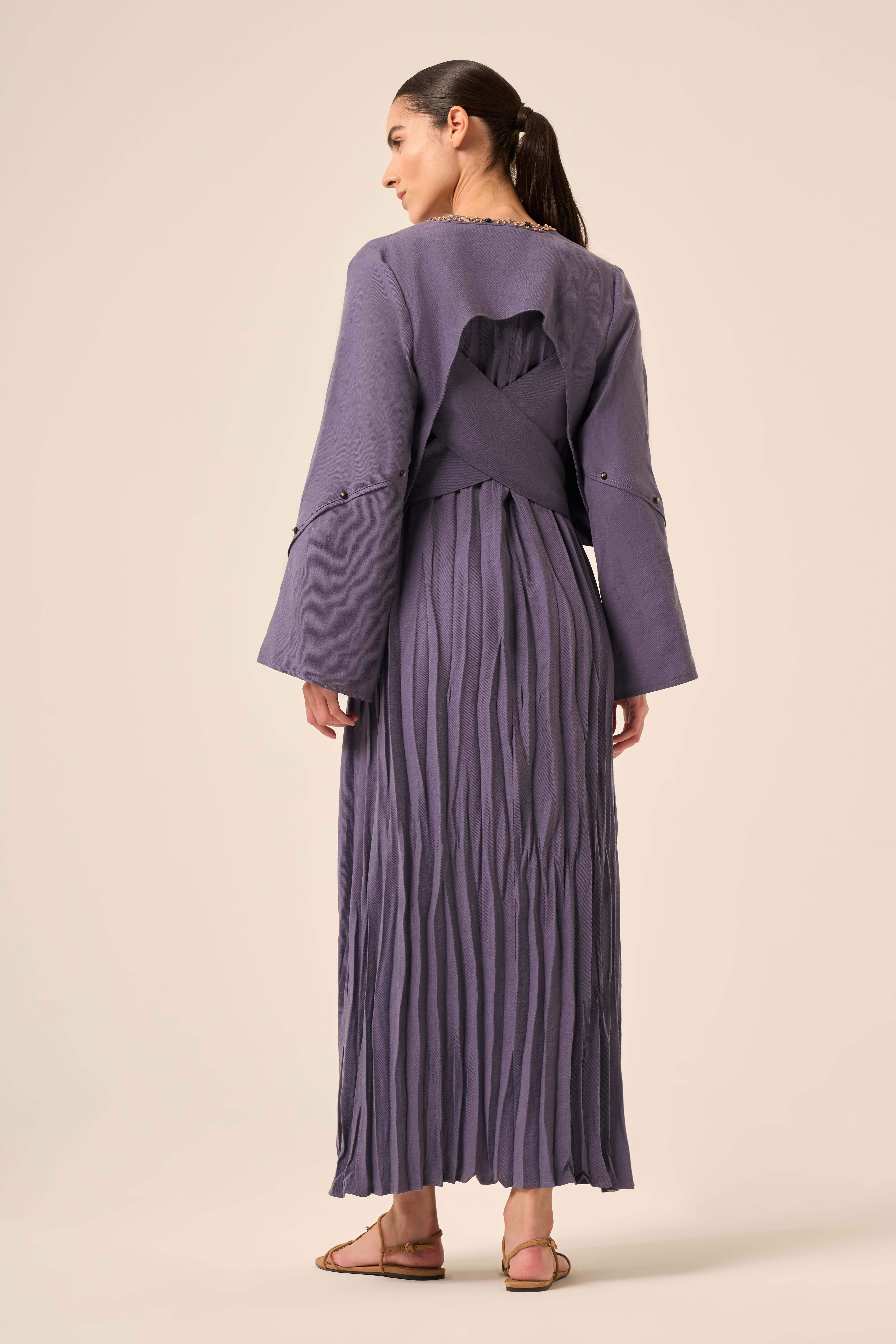 ARKASI ÇAPRAZ BAĞLAMALI BOLEROLU PASION ELBİSE