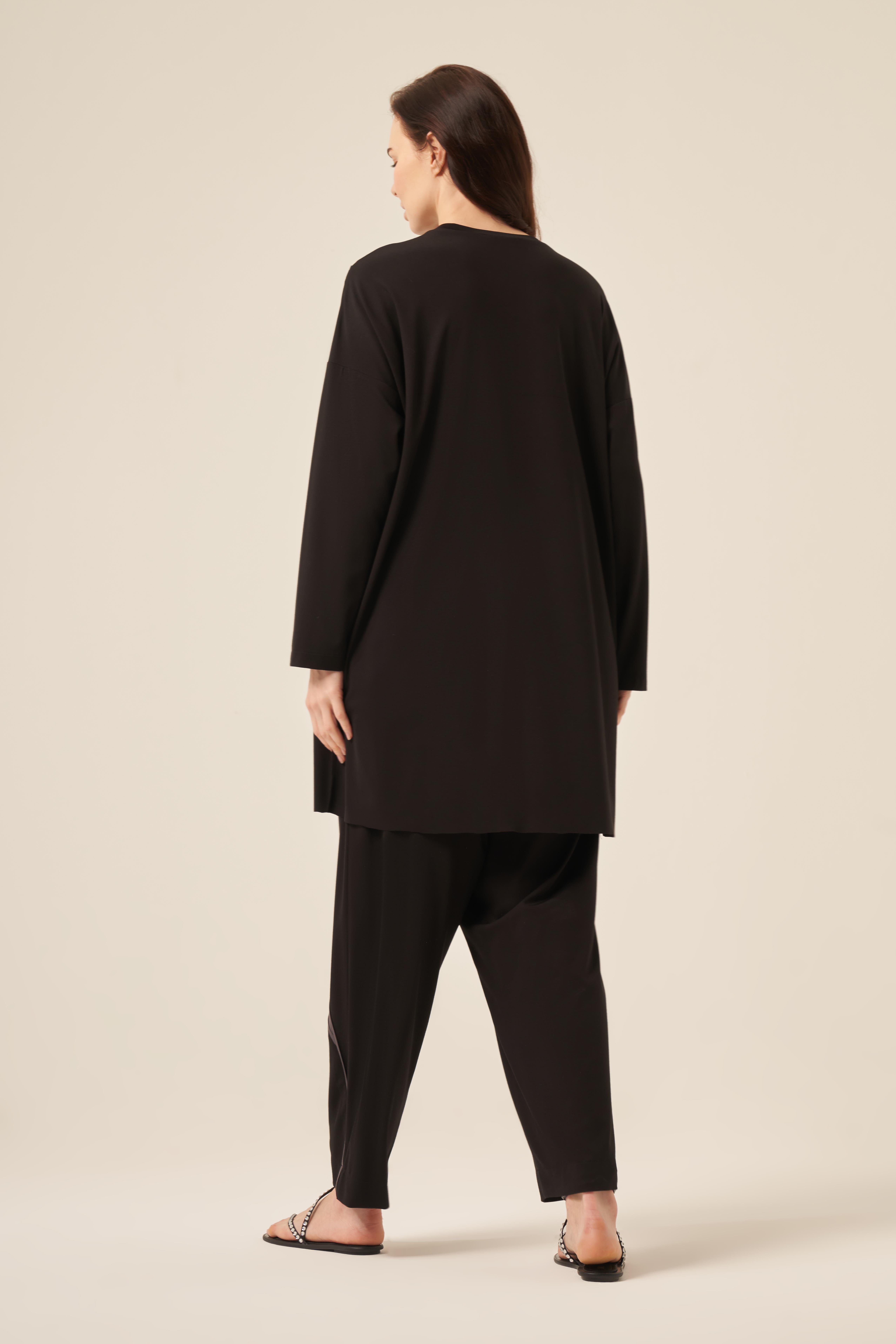 GRİ GARNİLİ ŞALVAR PANTOLONLU BAMBU TAKIM