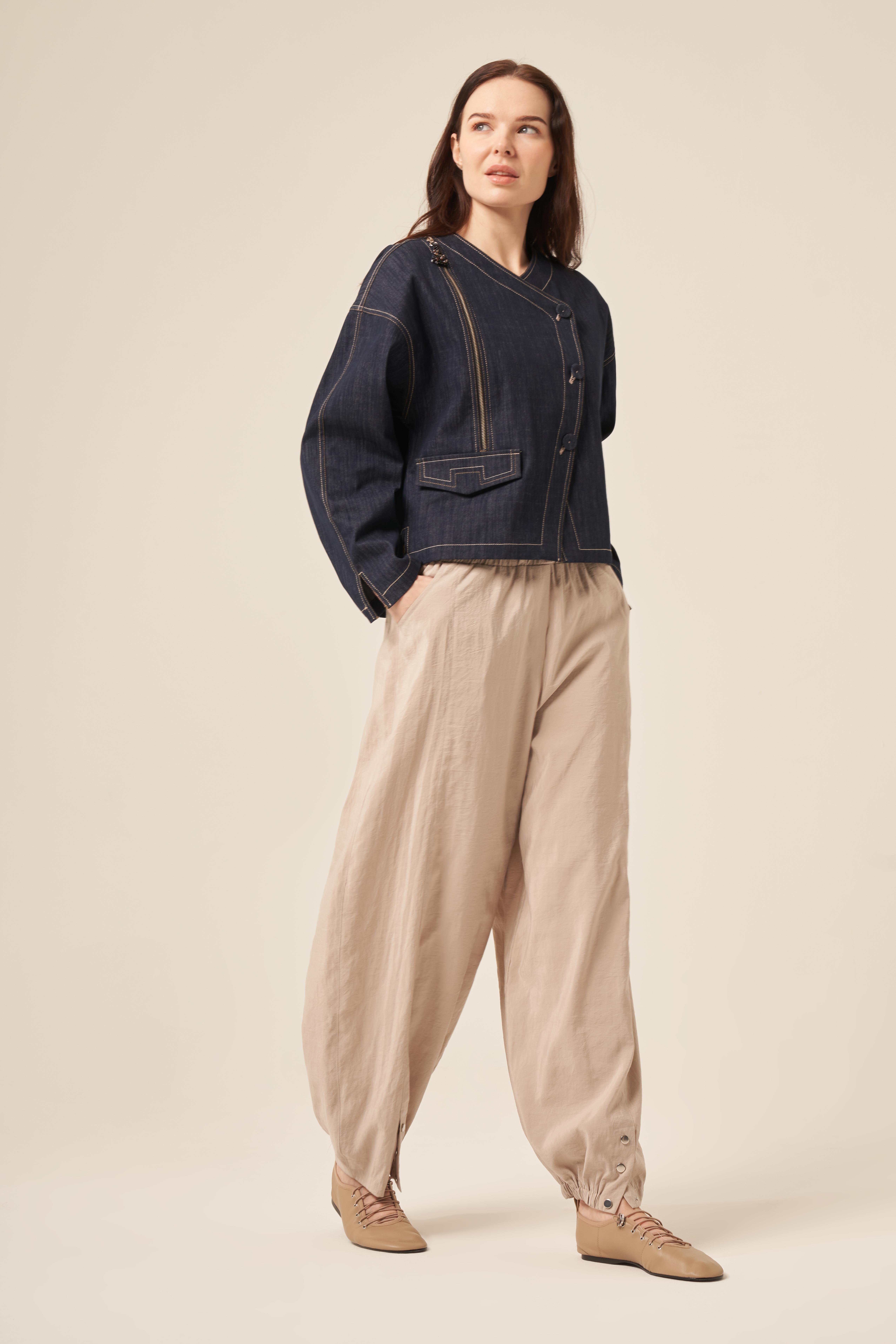 KRUVAZE KAPAMA FERMUAR DETAYLI DENIM CEKET