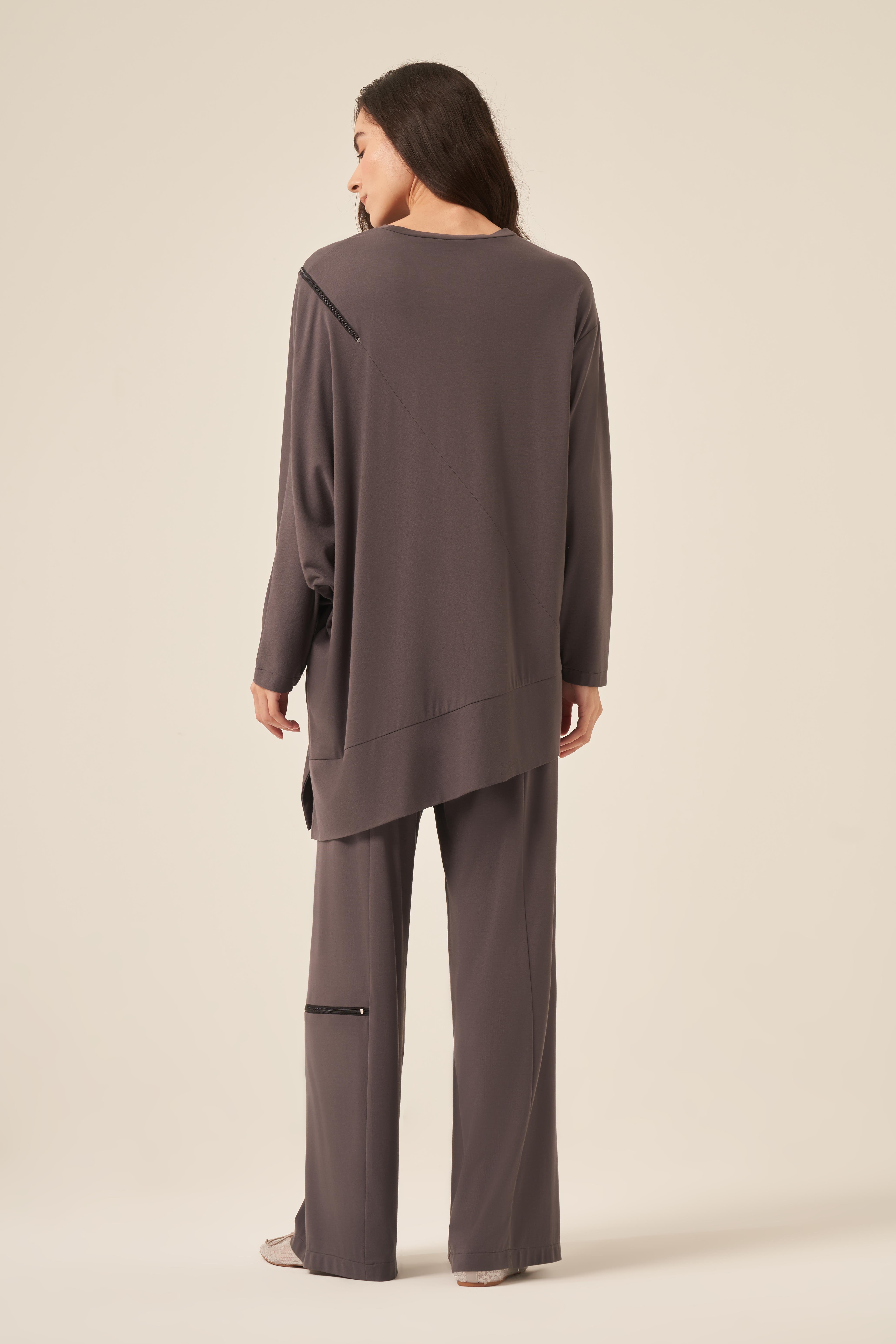 OMUZU VE PANTOLONU FERMUAR DETAYLI BAMBU TAKIM