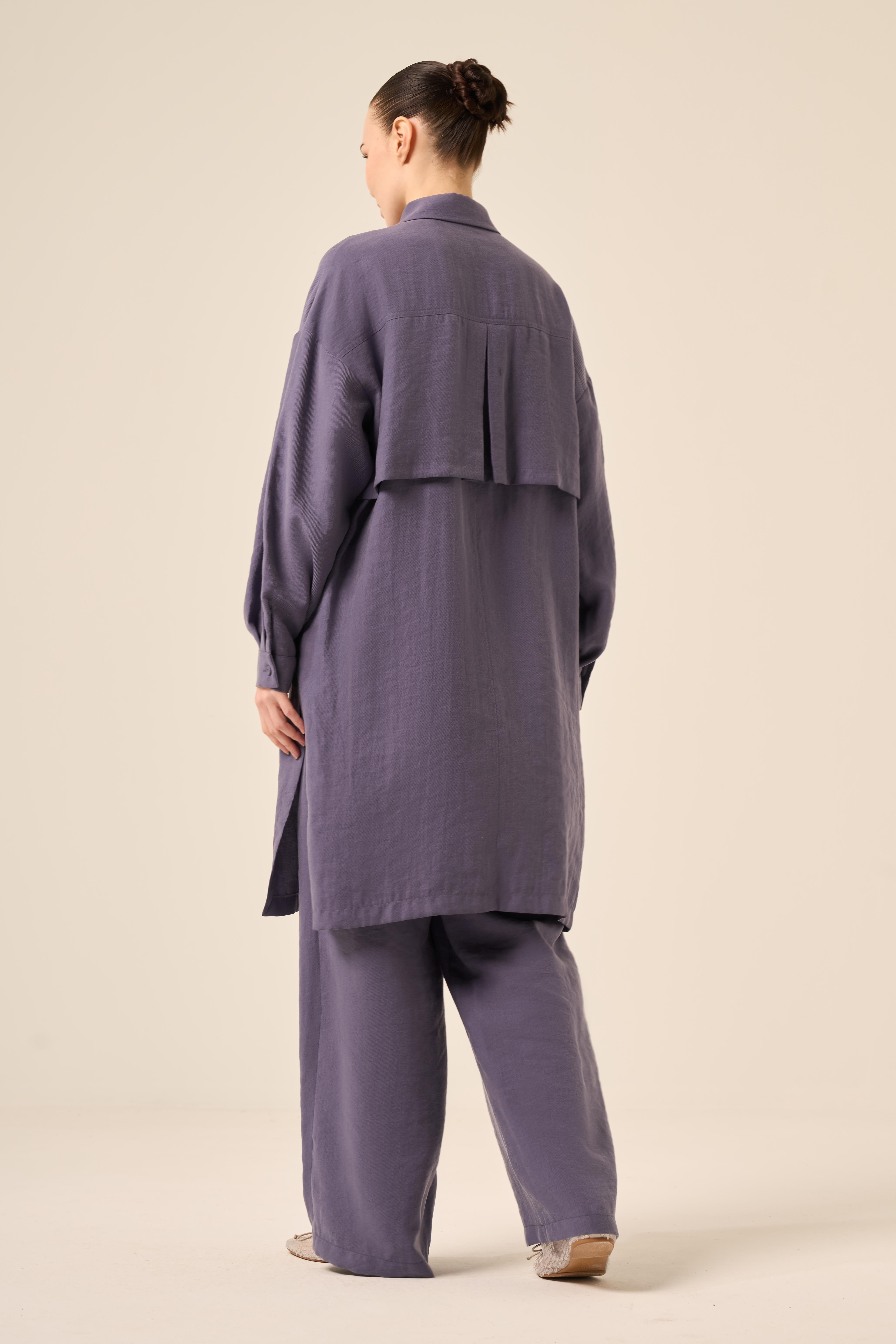 ÖN PATI BONCUK İŞLEMELİ UZUN PASION TUNİK