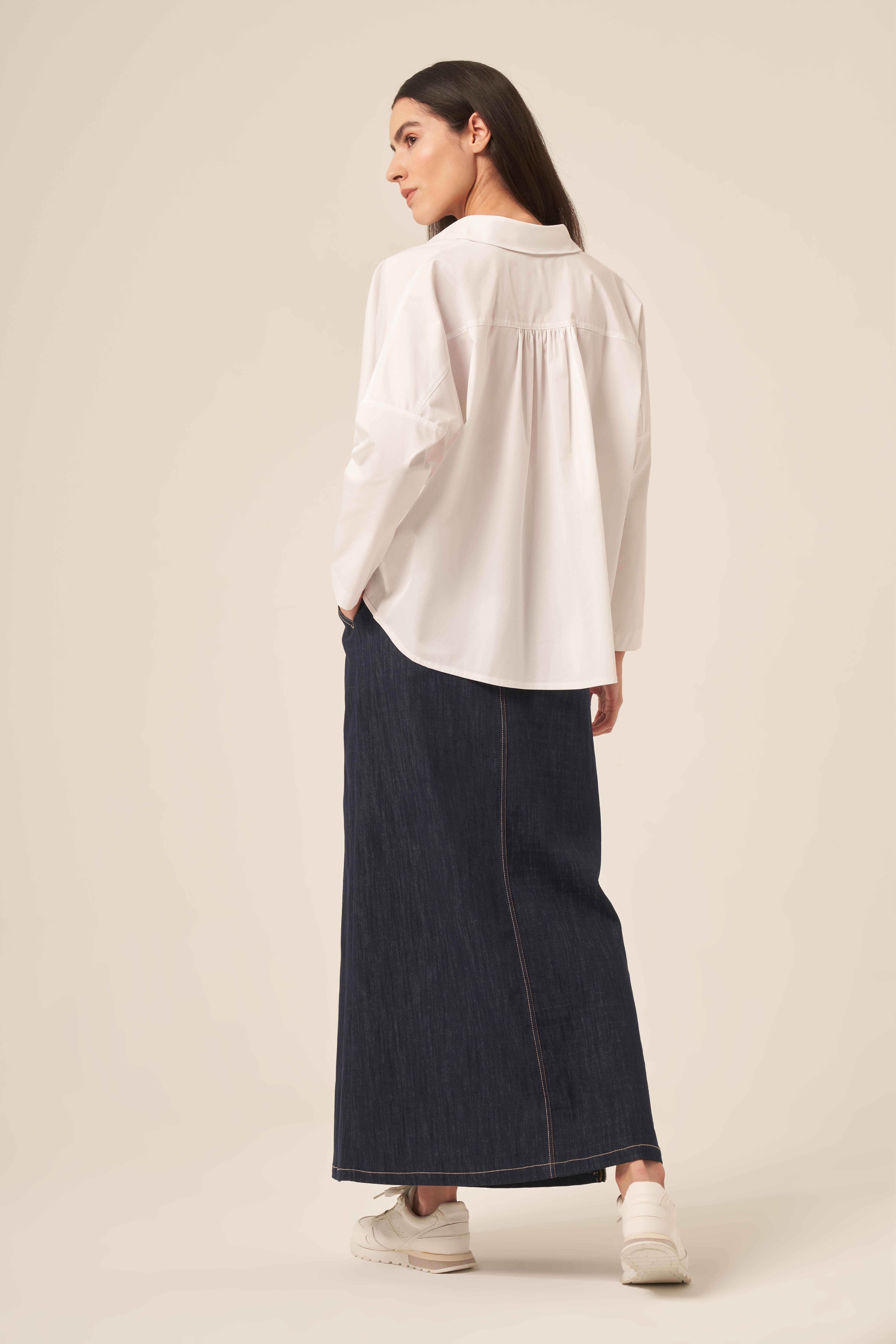 ÖNDEN YARIM PATLI ÖNÜ KISA ARKASI UZUN KISA PAPER TOUCH GÖMLEK