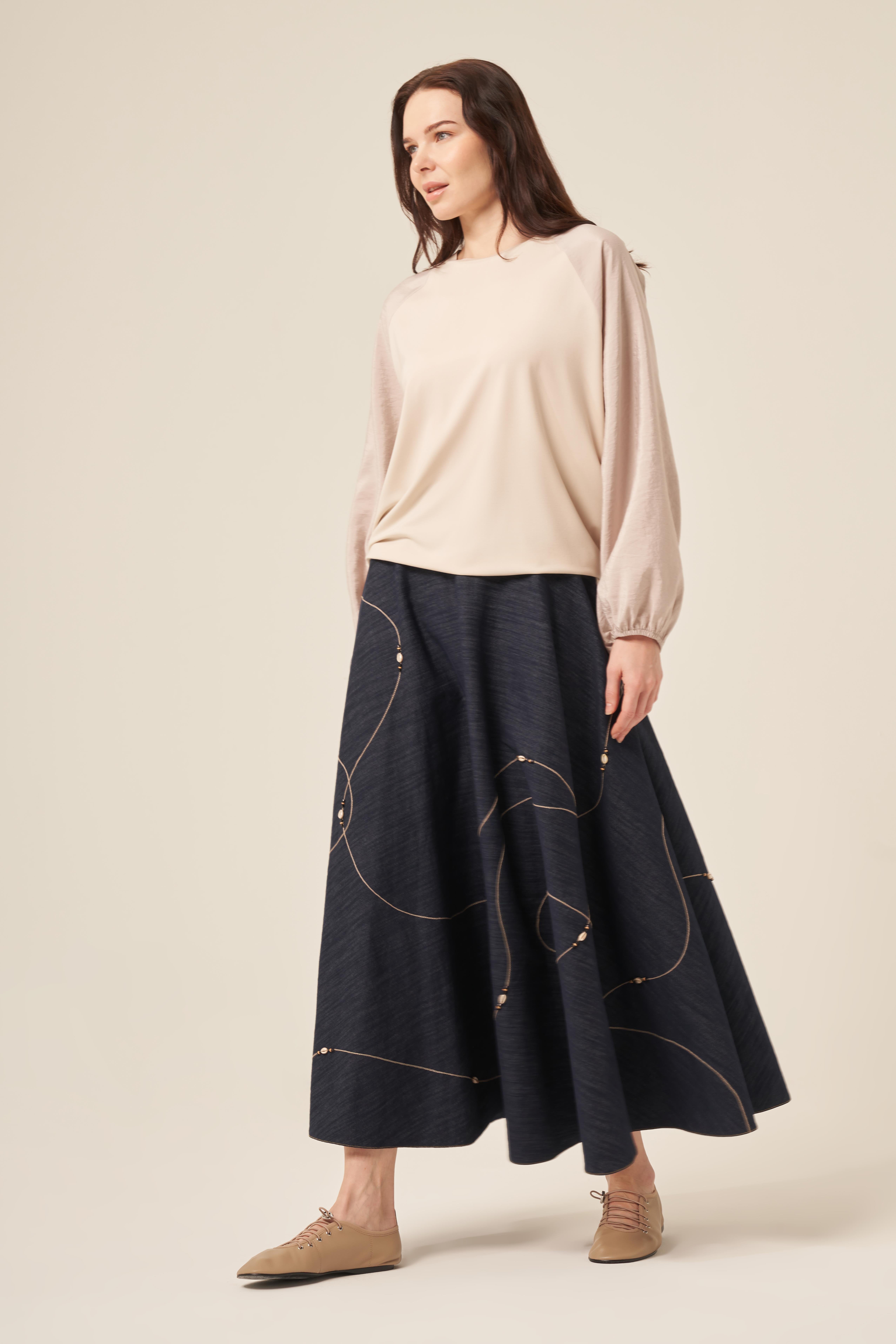 ÖNÜ BAMBU ARKASI DUBAI KOLU LASTIKLI KISA BLUZ