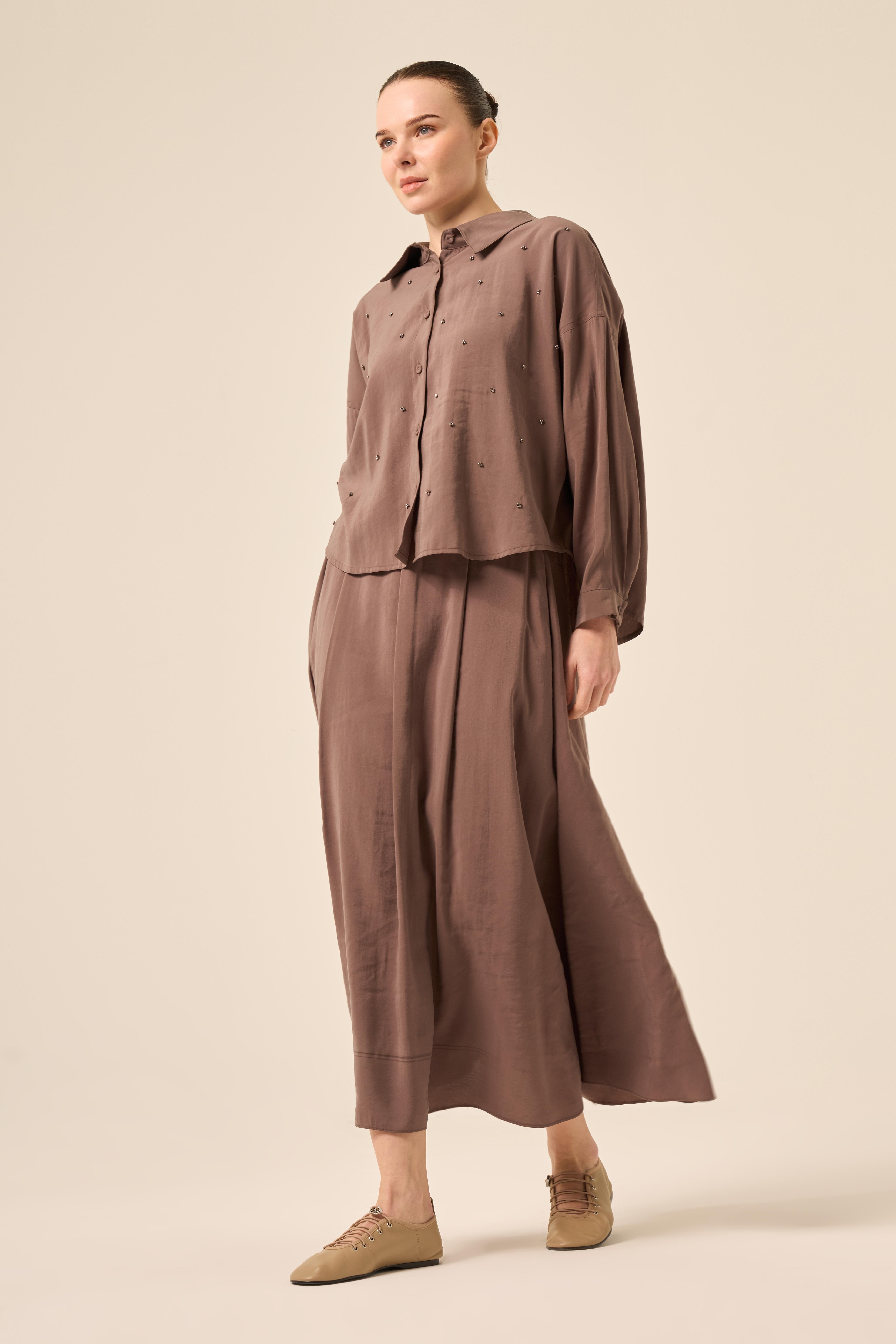 TOMURCUK İŞLEMELİ KISA GÖMLEK ETEKLİ RANO TAKIM