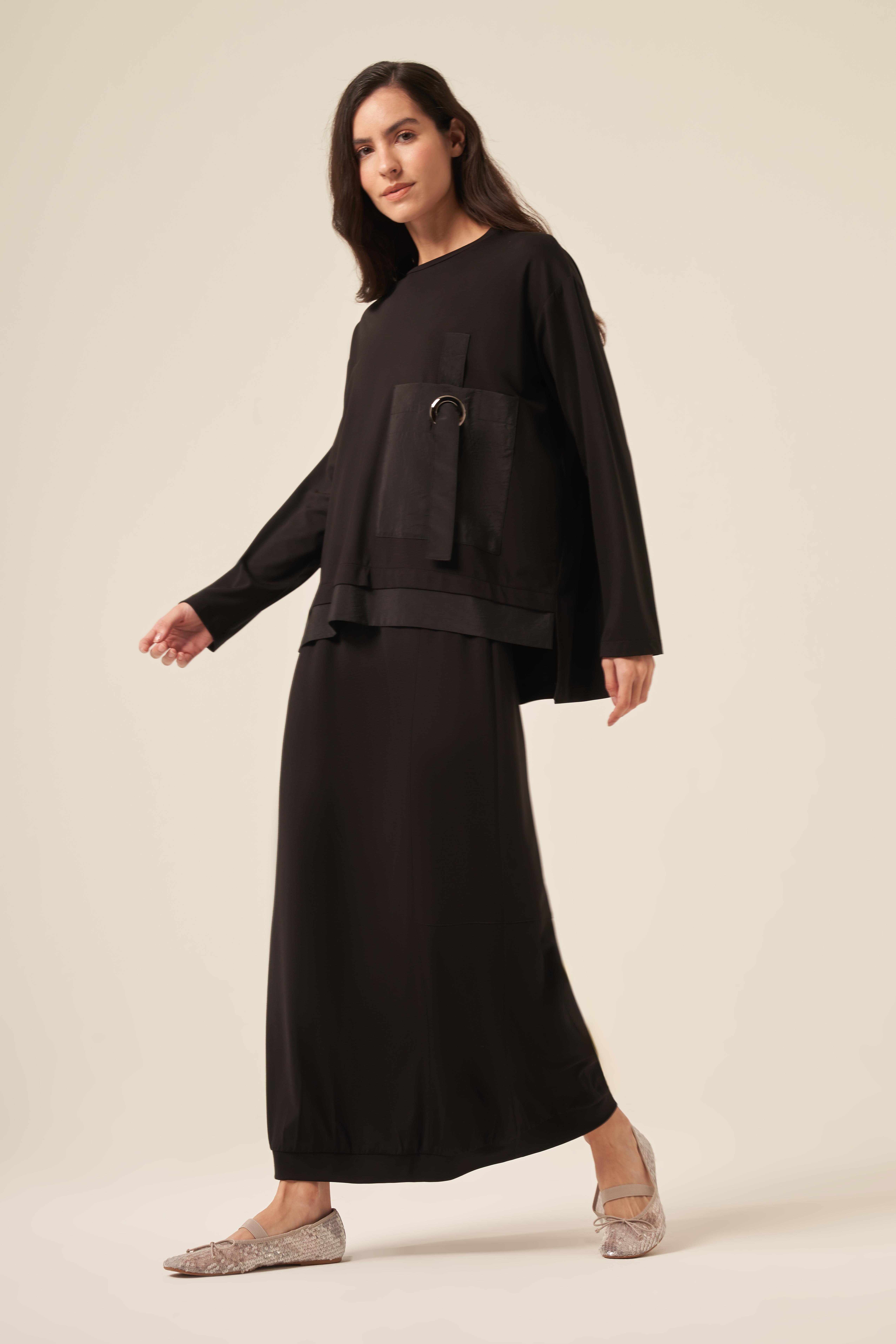 TUNİĞİ VE ETEK UCU DUBAI DETAY CEPLİ ŞALVARLI ETEKLİ BAMBU TAKIM